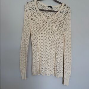 EARTHBOUND Cream Knit Sheer Sweater